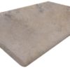 beige, silver and black pool coping tile with bullnosed edge