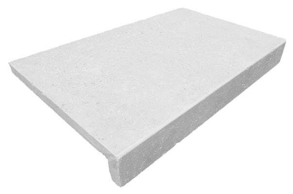 Dropface coping tile in a white limestone