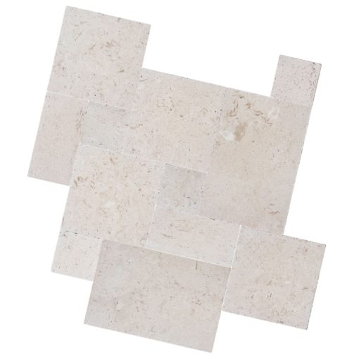White limestone french pattern pavers