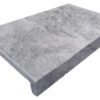 Dropface Pool Coping tile in silver grey travertine