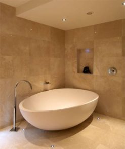 Creme bathroom tiles in natural stone