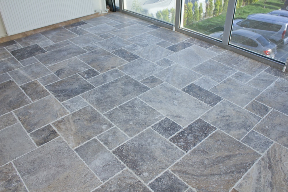Silver Unfilled Tumbled French, How To Lay French Pattern Travertine Tile